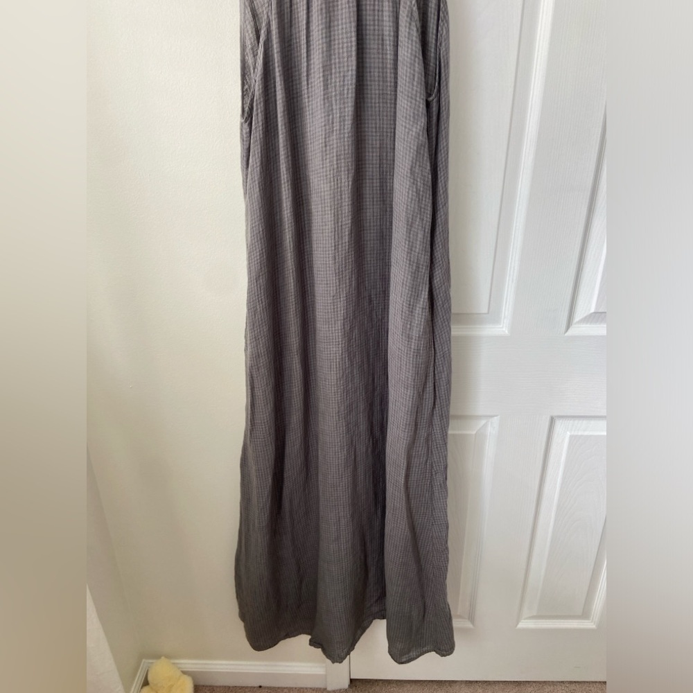 Eileen Fisher Organic Cotton Pucker Cami Dress Gray Gingham Garnet Jill Size S - Picture 3 of 7